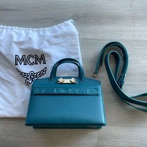 mcm small blue crossbody nwot